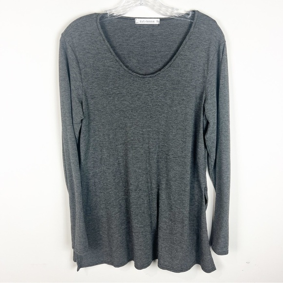 cut loose Tops - Cut Loose Long Sleeve Top with Side Slits size M Gray